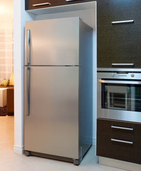 freestanding chrome effect fridge freezer 